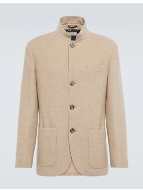 Brunello Cucinelli Beige Coat with Burgundy Lining